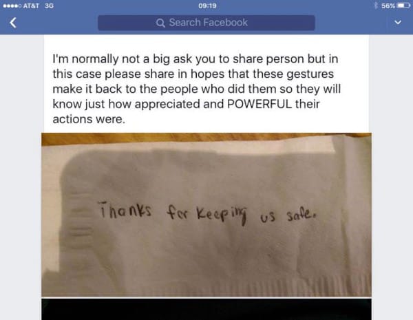 officers receive kind note from teenager 