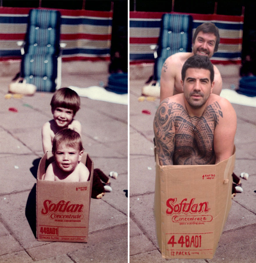two brothers recreate childhood pictures 