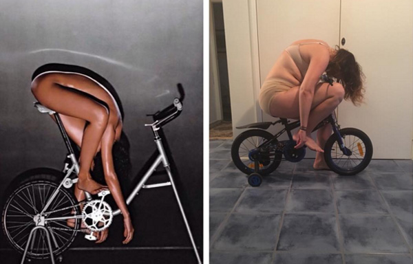 woman recreates celebrity instagram photos 