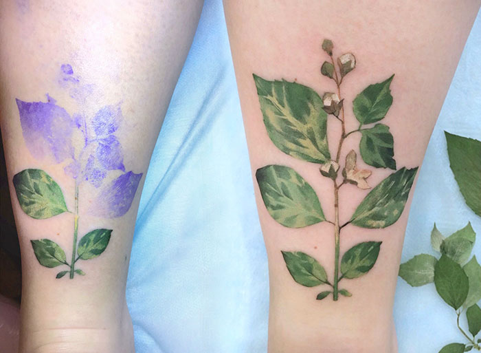 Real leaf tattoo
