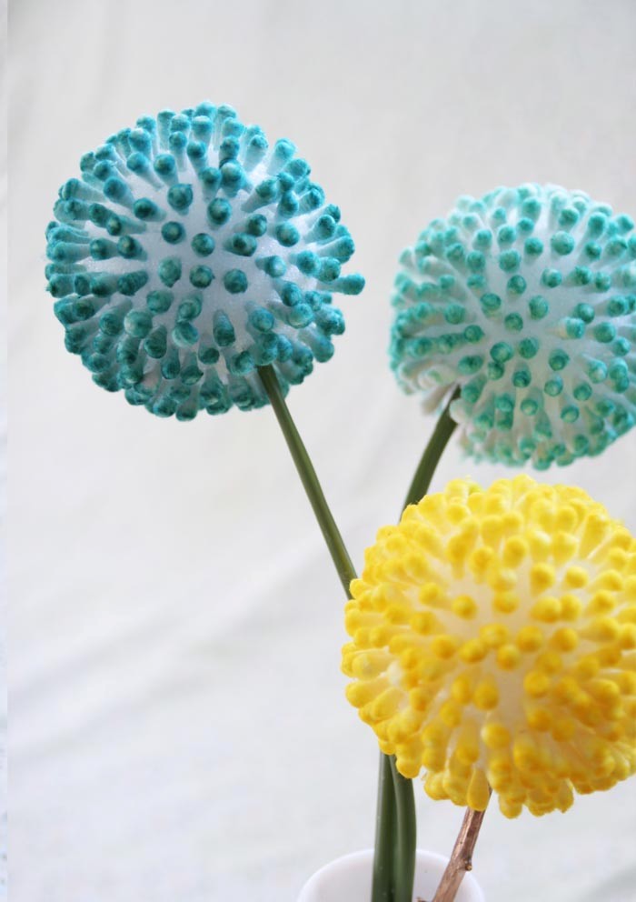 bouquet created with styrofoam balls