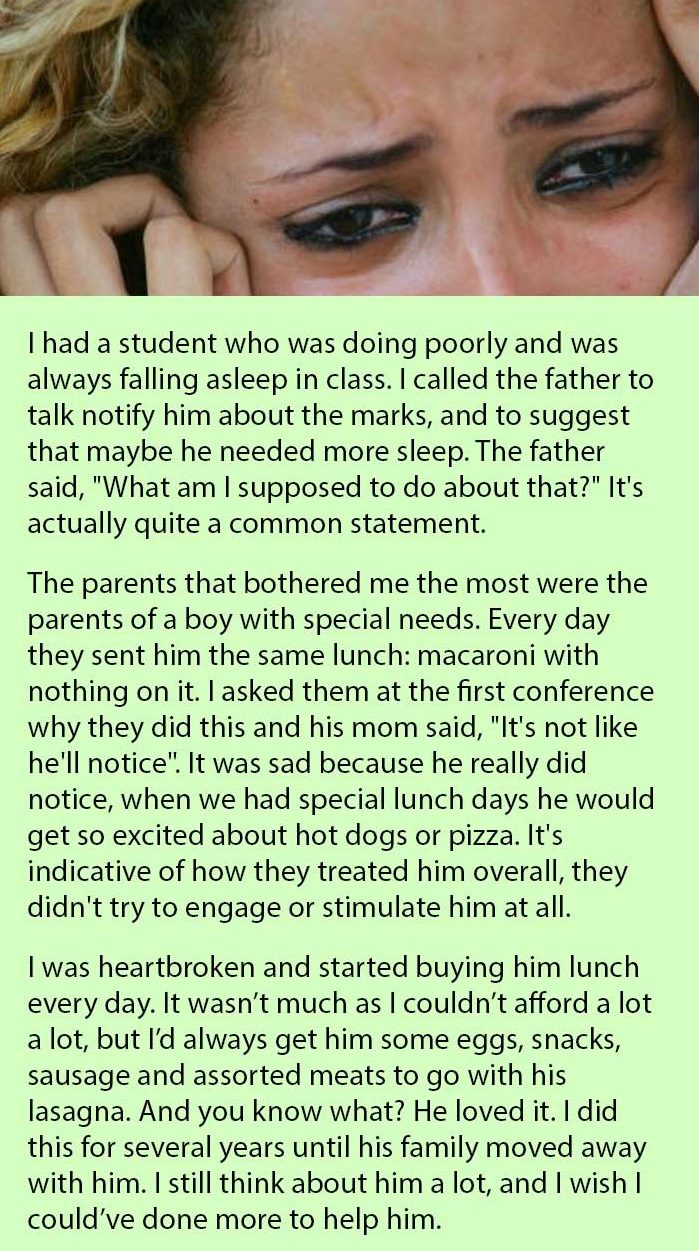 teacher buys lunch student special needs 