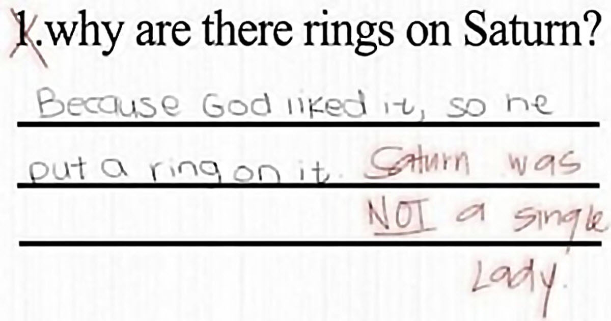 20 Incredibly Funny Answers From Kids' Tests That Teachers