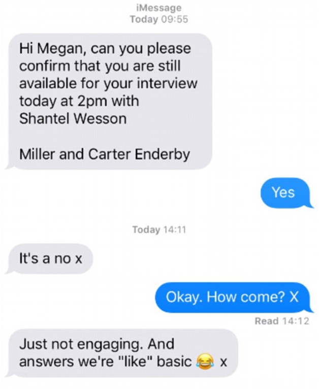 denied job by text