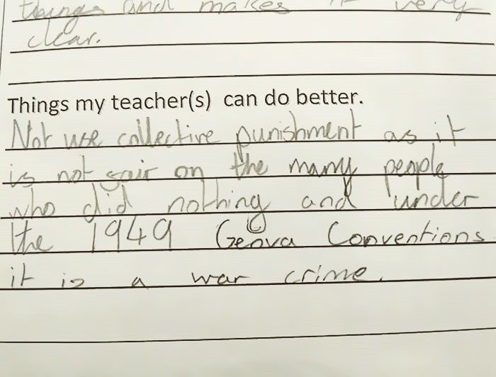 teacher punishes reply