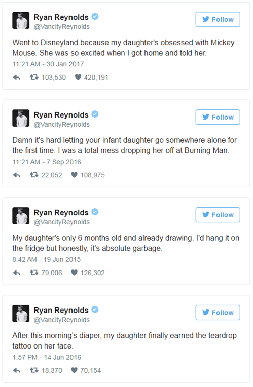 Ryan Reynolds tweeting dad