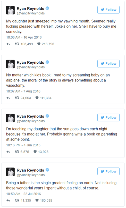 Ryan Reynolds tweeting dad