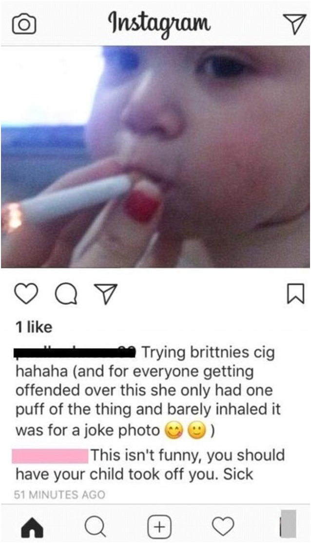 child inhaling cigarette