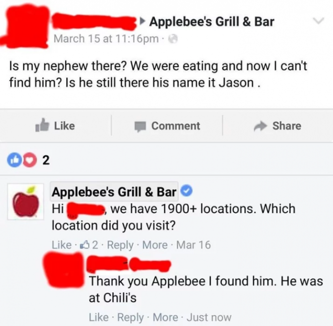 hilarious facebook restaurant comments