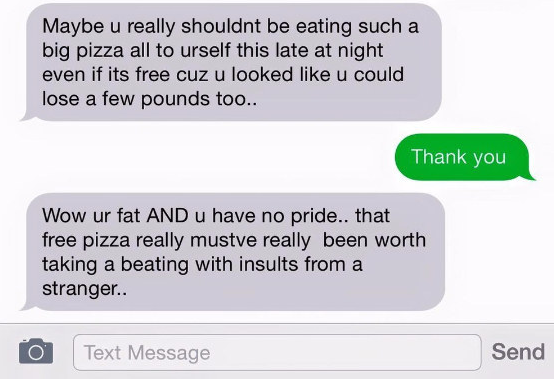 pizza driver texts