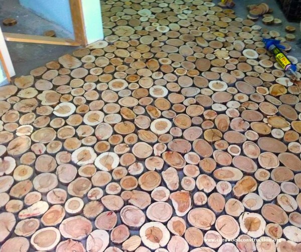 cordwood floor makeover