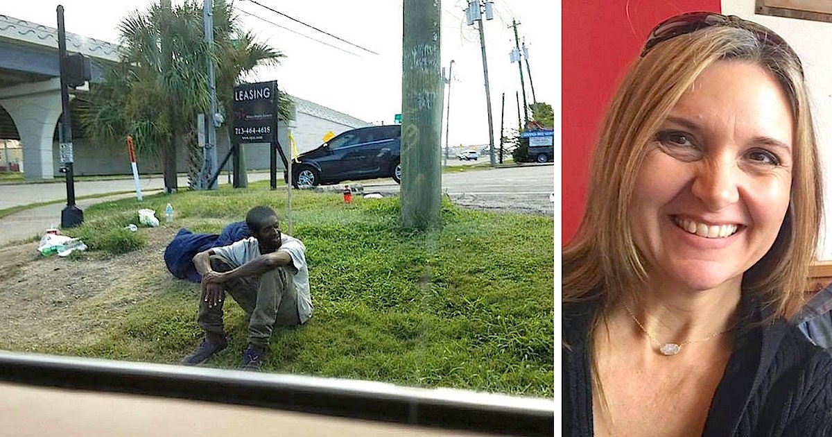 Sad Homeless Man Sits On Same Corner For 3 Years, Until Curious Mom Pulls Up To Ask Him Why