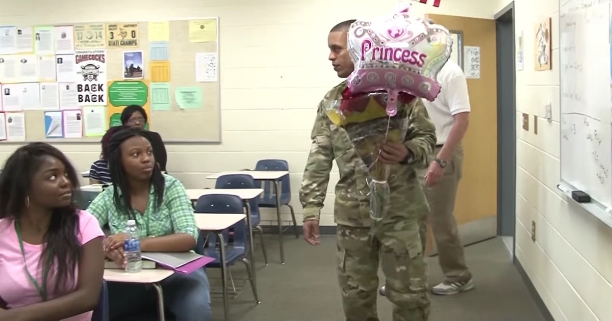 Students Stare When Soldier Walks In Class With Flowers, Then His Daughter Sees Him