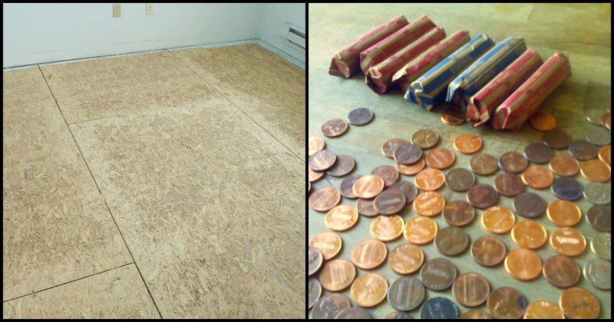 Woman Glues $150 In Pennies To Her Ugly Floor To Create A Stunning Design