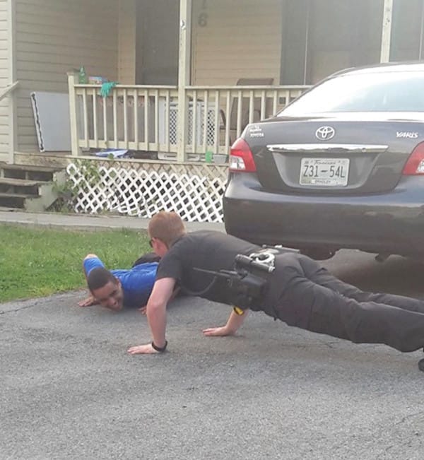 cop teaches autistic boy pushups