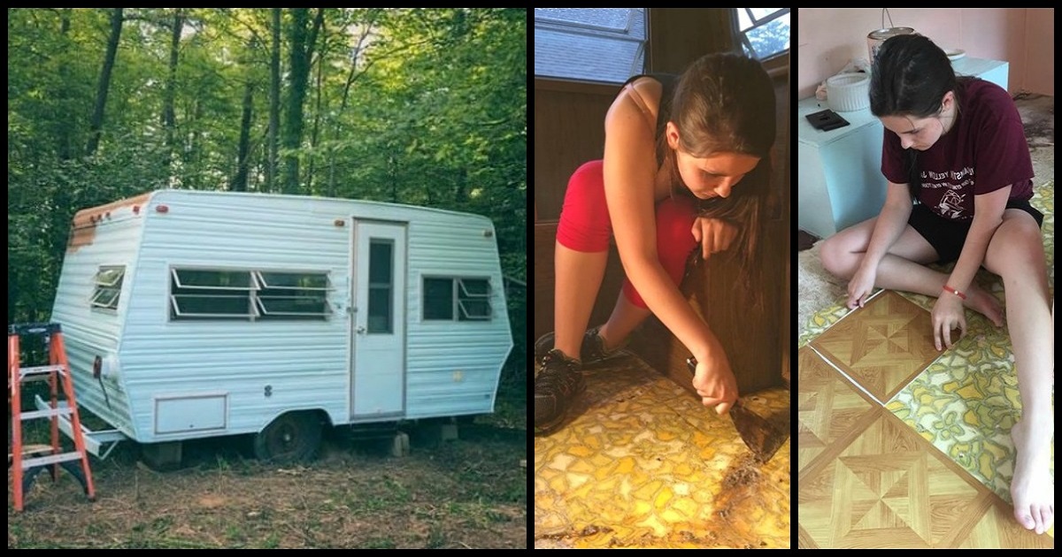 14-Year-Old Beautifully Transforms 1974 Camper With Her Own Bare Hands