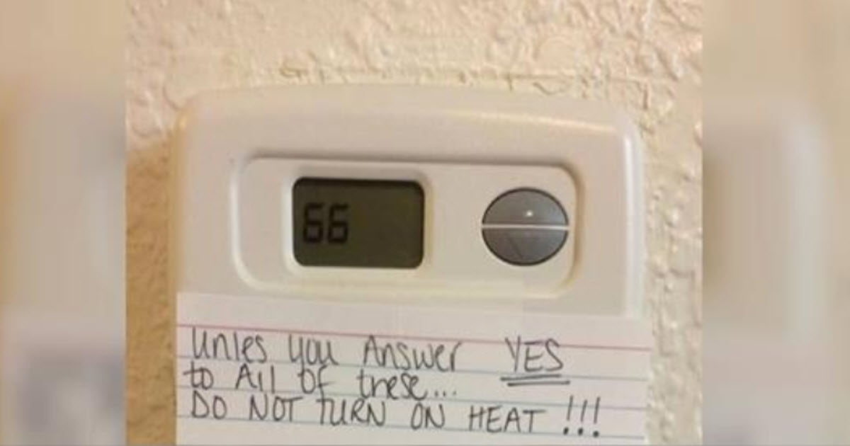 Mom Leaves Brilliant Note On Thermostat To Stop 3 Sons From Turning Up The Heat
